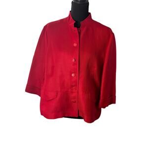 Emma James Petite Red Blazer Jacket 3/4 sleeve Button Front Career Workwear 16P
